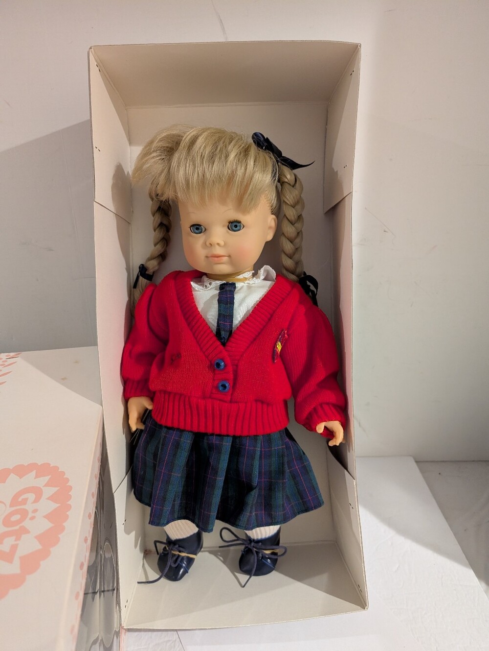 1987 Gotz Germany Twin Dolls Gregory And Gloria School Uniforms